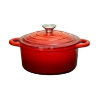 Cast Iron Casserole Dish With Lid Round 20cm Red Oven Hob Large Deep Baking Pan