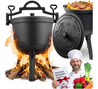Cast iron cauldron 8l hunting pot roasts for campfire grill BD-482 348200