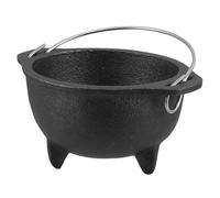 Cast Iron Cauldron Burner Pot with Handle, Rustic Black