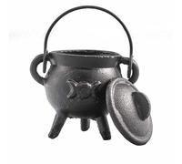 Cast Iron Cauldron, Perfect for Witchcraft, Energy Spells, Halloween Altar, Pagan, and Wiccan Rituals (Tripple Moon, 6x10cm)