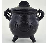 Cast Iron Cauldron Triple Moon Small Witch & Magic Accessory for Wicca Potions Neopaganism Gift