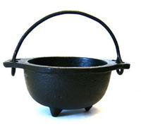 Cast Iron Cauldron w/Handle, Ideal for smudging, Incense Burning, Ritual Purpose, Decoration, Candle Holder, etc. (4" Diameter Handle to Handle, 2.5" Inside Diameter)