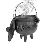 Cast Iron Cauldron with Lid and Handle Halloween 3.94x2.95x2.95inch Cauldron Decorative Candle Incense Burning Witchcraft Cauldron Pot, Star Cast Iron Cauldron Cauldron Cast Iron Cauldron Cast Iron W