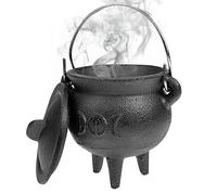 Cast Iron Cauldron with Lid and Handle Halloween 3.94x2.95x2.95inch Cauldron Decorative Candle Incense Burning Witchcraft Cauldron Pot, Star, Cauldron Plastic (Moon)