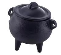 Cast Iron Censer for Tabletop Decor, Lidded Scent Stick Holder with Handles and 3 Leg Base for Desk, Shelf, or Tray Use At Home Decorative Cauldron Look Censer