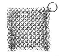 Cast Iron Chain Mail Scrubber Stainless Steel - Effective BBQ Cleaning Spray Alternative for Griddle Seasoning Maintenance 10cm