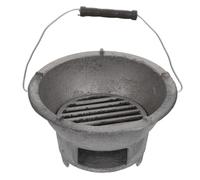 Cast Iron Charcoal Bbq Stove, Portable Outdoor Grill for Camping | Silver Finish, Waterproof Multi-Function Design, Smooth Curved Edges, for Fishing Trips, Garden Cooking and Travel