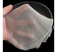 Cast Iron Cleaner Chainmail Scrubber - 14" x 14" Upgraded 3.8mm Fine Ring, Premium 316L Stainless Steel - Durable Scrubber for Skillets, Woks, Pots, Pans, Griddles, Dutch Ovens