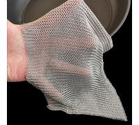 Cast Iron Cleaner Chainmail Scrubber - 18" x 18" Upgraded 3.8mm Fine Ring, Premium 316L Stainless Steel - Durable Scrubber for Skillets, Woks, Pots, Pans, Griddles, Dutch Ovens