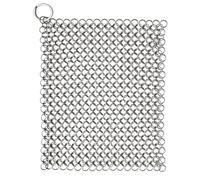 Cast Iron Cleaner Stainless Steel Scourer 7x7 Inch Chainmail Scrubber for All Types of Skillet Griddles, Cast Iron Pans, Grills & Dutch Ovens,metal scourer,chainmail scrubber