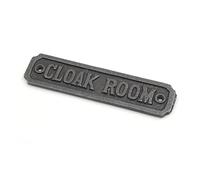 Cast Iron CLOAK ROOM sign - 150mm x 45mm c/w fixing screws.