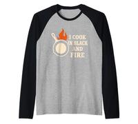 Cast Iron Cooking Skillet Pride Campfire Chef Heritage Cook Raglan Baseball Tee