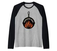 Cast Iron Cooking Skillet Pride Campfire Chef Heritage Cook Raglan Baseball Tee