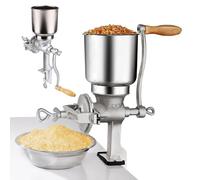 Cast Iron Corn Grinder, Hand Crank Grain Mill with 5.1 Inch Hopper and 1.5 Inch Bench Clamp - Manual Mill for Oats, Corn, Wheat, Coffee, Nuts