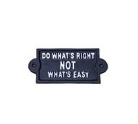 Cast Iron Do What's Right Not What's Easy Wall Sign 17x8cm Motivational Garden Plaque