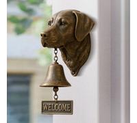 Cast Iron Dog Welcome Doorbell, Retro Metal Outdoor Farmhouse Vintage Door Bell for Front Door, Dog Head Shape Decoration, Hanging Wall Mounting, Dinner Bells (Labrador)