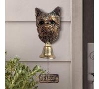 Cast Iron Dog Welcome Doorbell, Retro Metal Outdoor Farmhouse Vintage Door Bell for Front Door, Dog Head Shape Decoration, Hanging Wall Mounting, Dinner Bells (Western Highland)