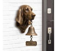 Cast Iron Dog Welcome Doorbell, Retro Metal Outdoor Farmhouse Vintage Door Bell for Front Door, Dog Head Shape Decoration, Hanging Wall Mounting, Dinner Bells (Basset Hound)