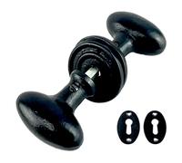 Cast Iron Door Knobs Epoxy Black Oval Round Octagonal Antique Tudor Rim Or Mortice (Oval) Size 60mm x 30mm x 140mm