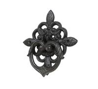 Cast Iron Door Knocker Featuring Hollow Curly Grass Pattern, European Style Rustic Handle for Outdoor Home Farmhouse Gate, Retro Wall Decoration, Heavy Duty 8 Inch Hardware 1pc