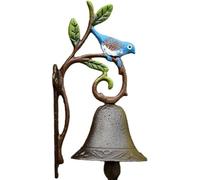 Cast iron doorbell,Antique Iron Leaf Bird Welcome Dinner Bell Wall Hanging Decorative Doorbell Craft Hand Painted Outdoor