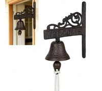 Cast Iron Doorbell, Vintage Rustic Wall Mounted Door Bell with Loud Clear Sound, Handmade Antique Style Hanging Bell for Front Door, Porch, Garden, Farmhouse & Home Entryway, Weatherproof (Type B)