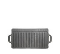 45cm Cast Iron Griddle Plate Fry Pan Grill BBQ Skillet Double Side Reversible