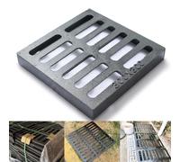 Cast Iron Drain Grate, 11.8inx11.8in Outdoor Drain Cover, B125 Class Ductile Iron Channel Drainage Grates, Heavy Duty Sewer Grate,Black Square Drain Grate for Yard,Driveway,Concrete Floor.