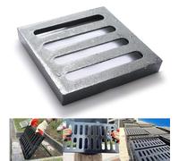 Cast Iron Drain Grate, 9 * 9in Heavy Duty Outdoor Drain Cover, B125 Class Channel Grate, Metal Sewer Grate, Black Square Drainage Grate for Concrete Floor, Yard, Driveway & Garage.