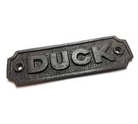 Cast Iron DUCK Sign - 115mm x 35mm c/w fixing screws.