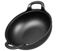 Cast Iron Dutch Oven 2.5l with Side Handles for Soup | Thickened Bottom, round Design, Black No Coating Surface, Family and Campers Use, Ramen Cooking