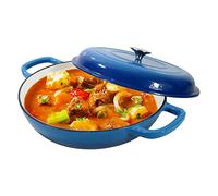 Cast Iron Dutch Oven 3.8 L Dutch Oven Pot with lid Blue Heavy Duty Dutch Oven Dual Handles Porcelain Enameled Cast Iron Skillet Family or Friends Gifts