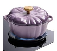 Cast Iron Dutch Oven 3QT Pumpkin Shaped Pot Cookware with Lid | Dutch Oven Cooking Pot for Home Kitchen Cooking Braising Frying Serving Soup Stews