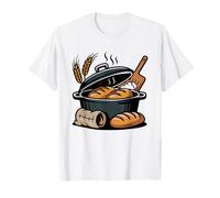 Cast Iron Dutch Oven Crackling Crust Bread Minimal Art Baker T-Shirt