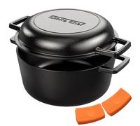 Cast Iron Dutch Oven Pot with Skillet Lid - Pre-Seasoned - Skillet Lid Cooking Pan- PFAS-Free -Umite Chef Cast Iron Skillet Cookware for Bread, Frying, Baking - Dual Handles - Oven, Grill, Campfire