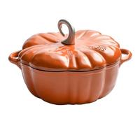 Cast Iron Dutch Oven, Pumpkin Shape Cooking Pot With Lid And Handles, Non-Stick Casserole For Stew And Soup, Halloween Enamel Cookware Crock For Porridge(2L)