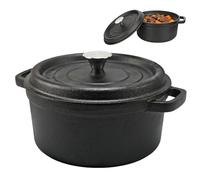 Cast Iron Dutch Oven with Lid, 26cm Dutch Oven for Bread Making, Non-stick Cast Iron Pan for Sourdough Baking Roasting and Stewing, Dual Handles, Gas Induction Compatible, Non-Coated and Healthy
