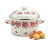 Cast Iron Dutch Oven with Lid, Enamelled Casserole Dish for Bread Roasting Braising Stews, Cooking Pot for Home Use, Color to 2, Style to 2
