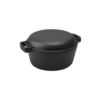Cast Iron Dutch Oven with Skillet Lid and Double Handles,4.5l 26cm 2 in 1 Pre-Seasoned Cookware Dutch Oven Pot with Handle Covers for Home Cooking Gas, Halogen and Electric Cooktops