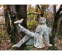 Cast Iron Fairy | Antique Style Verdigris Finish Home Garden Ornament Sculpture