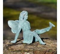 Cast Iron Fairy Statue | Cherub Antique Verdigris Home Garden Ornament Sculpture
