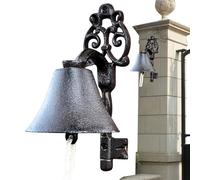 Cast Iron Farmhouse Dinner Bell - Vintage Rustic Decorative Chime, Durable Antique Ringing Bell | Rustic Vintage Large Cast Iron Wall Mounted Metal Door Bells for Home Garden Church School Entryway