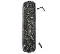 Cast Iron Figurine Design Door Finger Plate, Antique Iron Unlacquered Finish 260mm x 75mm (10.2in x 2.95in), Push Plate for Internal and External Doors