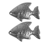 Cast Iron Fish 2pcs Silver Iron Cooking Tool for Meals