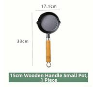Cast Iron For Mini Pan with Wooden Handle Supporting Consistent Cooking Results for Eggs and Oil Based Tasks (A-15CM)