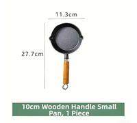Cast Iron For Mini Pan with Wooden Handle Supporting Consistent Cooking Results for Eggs and Oil Based Tasks (A-10CM)