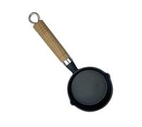 Cast Iron Fried For Egg Pan with Wooden Handle for Mini Non-Stick Frying Pan Use on Gas Electric Induction Stoves Camping Outdoor Home Cooking (10CM)