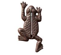 Cast Iron Frog Garden Thermometer 10x22.5cm Brown Rustic Outdoor Wall Decoration Art Greenhouse
