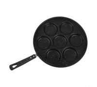 Cast Iron Frying Pan, 7-Hole Design Skillet with Recipe Book Included, for IDEAL for Kitchen Gourmet Cooking
