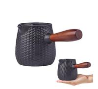 Cast Iron Frying Pot, 600 Milliliters Stove Pot with Storage Container, Cast Iron Pot with Wooden Handle, For Cooking In The Kitchen As Well At Camping Travel The Beach And Also For